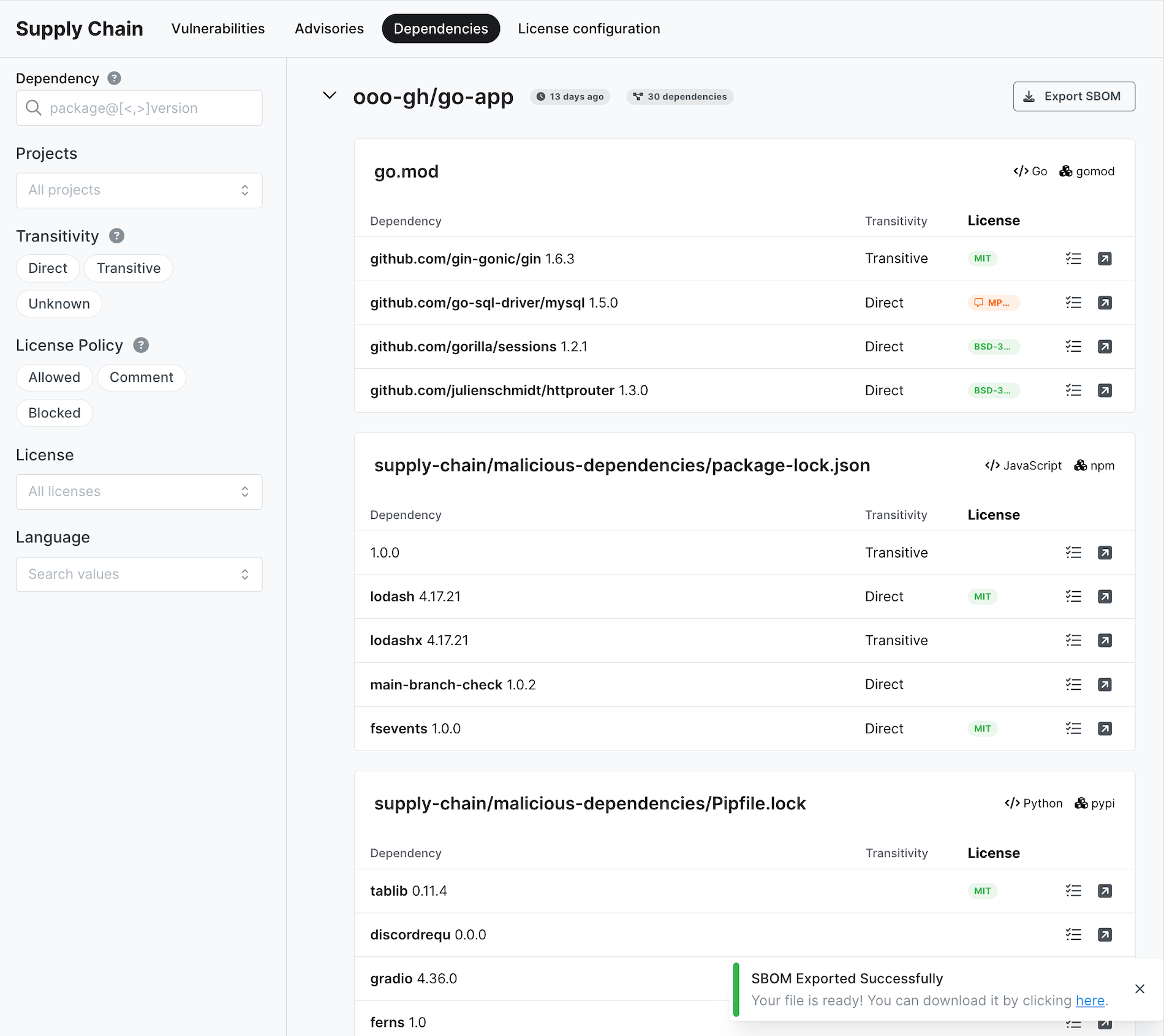 Download link in toaster notification